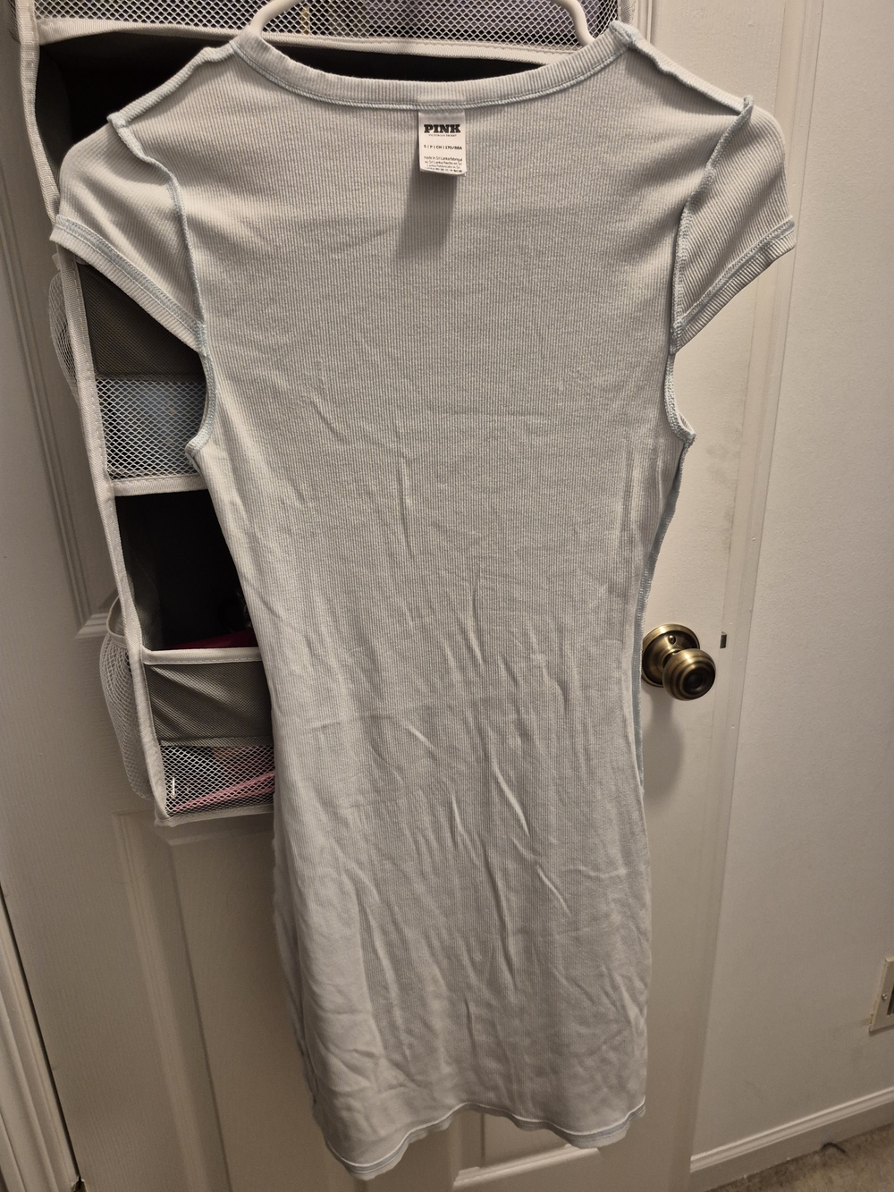 PINK Victoria's Secret Light Blue Ribbed Midi Bodycon Dress